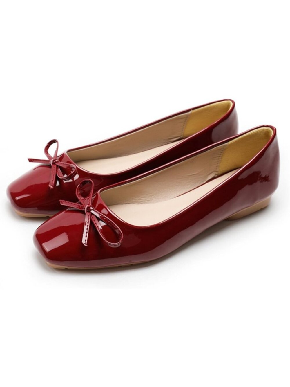 Comfortable Casual Foldable Ballet Flats - Square Toe Ballerina Shoes for Women
